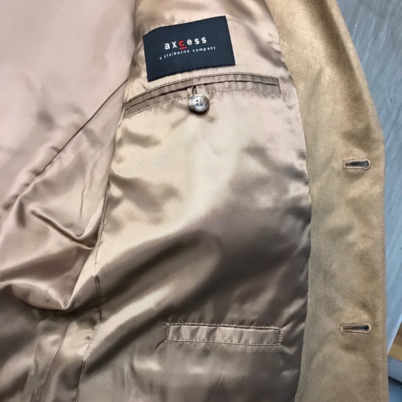 Axcess By Claiborne Tan Blazer Suede-feel Sz Large - Picture 4 of 5